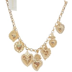 💛🔹️Persimmon🔹️Sacred Heart Charms gorgeous Necklace